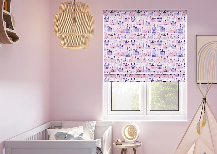 Magic Castle, Fairy Purple - Motorised Roman Blind - Image 3